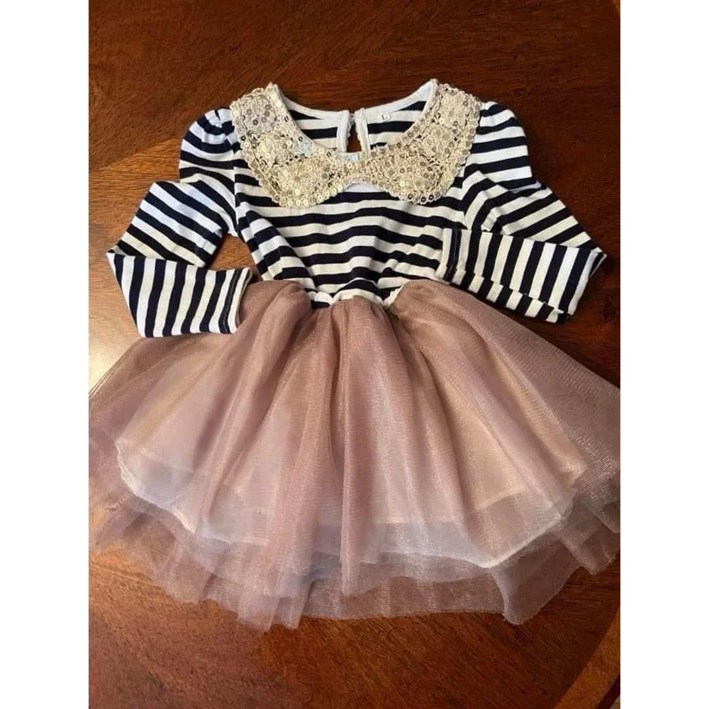 Tulle Dress Fancy No brand Shown but like a 18m-2t imo vguc‎ Sequin Collar